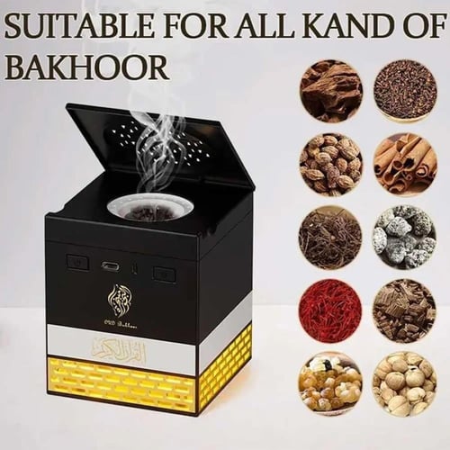 مبخرة بخور كهربائية SQ-718 بشكل الكعبة مضيئة مع ال...