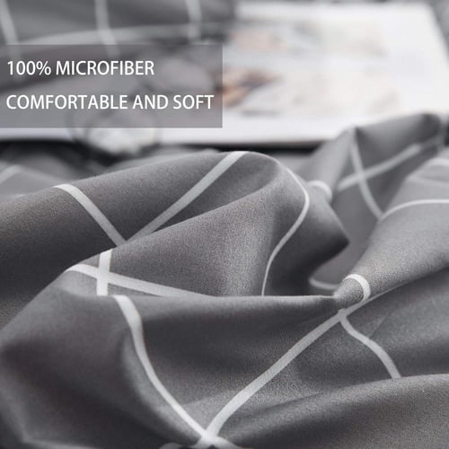 طقم سرير فاخر بنمط شبكي هندسي من الألياف الدقيقة -...