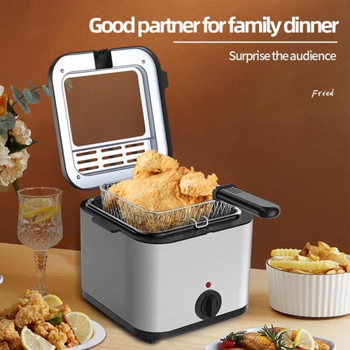 مقلاة عميقة DENX DX4002 ستيل 2.5 لتر، 1000 واط لنت...