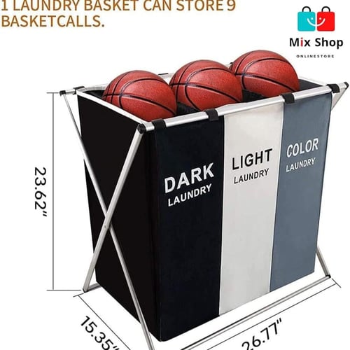 سلة غسيل مقسمه 3 أقسام ومتعددة الألوان