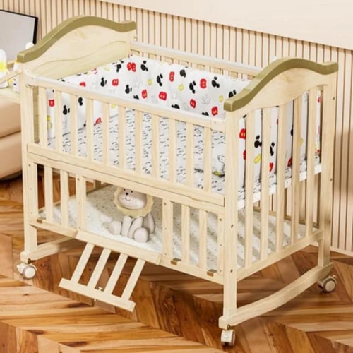 سرير أطفال خشبي قابل للتعديل 120 × 60 سم