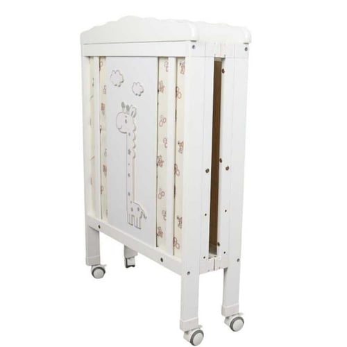 سرير أطفال خشبي قابل للطي مع ناموسية - تصميم زرافة...