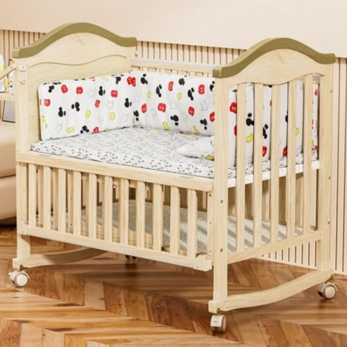 سرير أطفال خشبي قابل للتعديل 120 × 60 سم