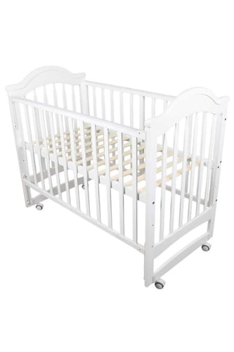 سرير خشبي هزاز للأطفال مع ناموسية + مرتـــبـة