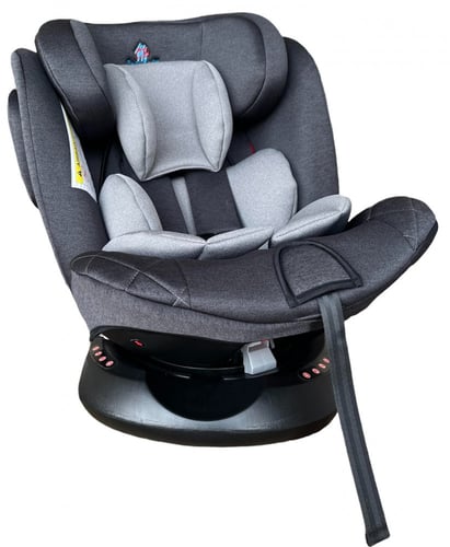 كرسي سيارة دوران 360 - رمادي