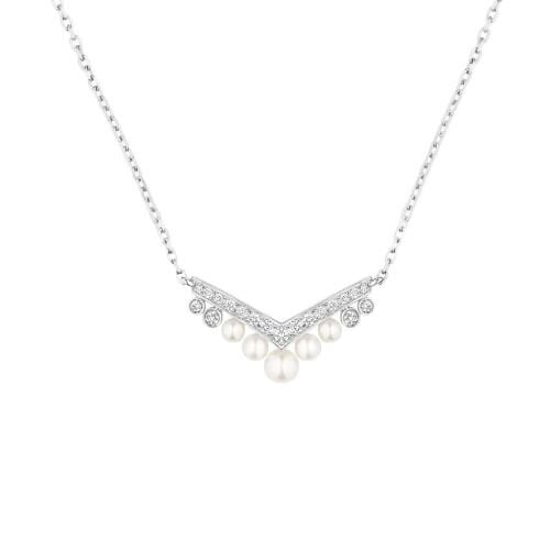 قلادة Joséphine V Pearl – تصميم التاج الناعم