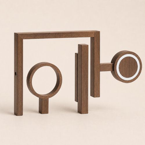 Walnut wooden frame for the Explom machine