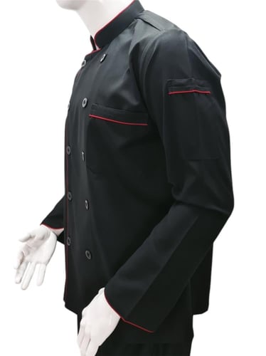 جاكيت طباخ اسود مع زيج احمر