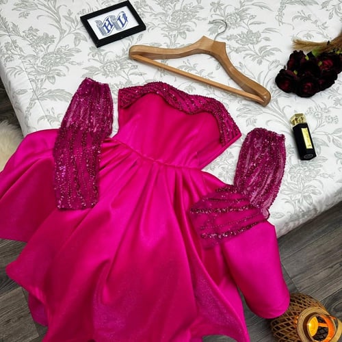 فستان فوشي قصير فخمم