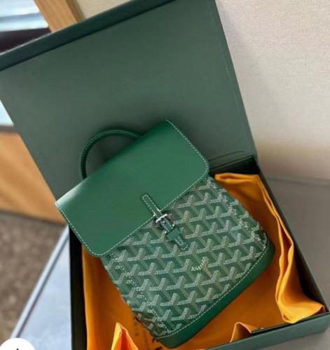 Goyard Alpin MM Green Goyardine Coated Canvas and...