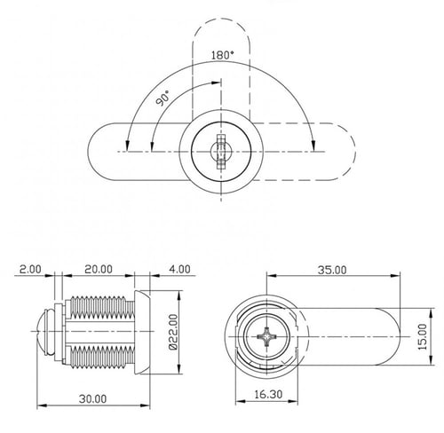 قفل خزانة حديد لون فضي 20 ملي