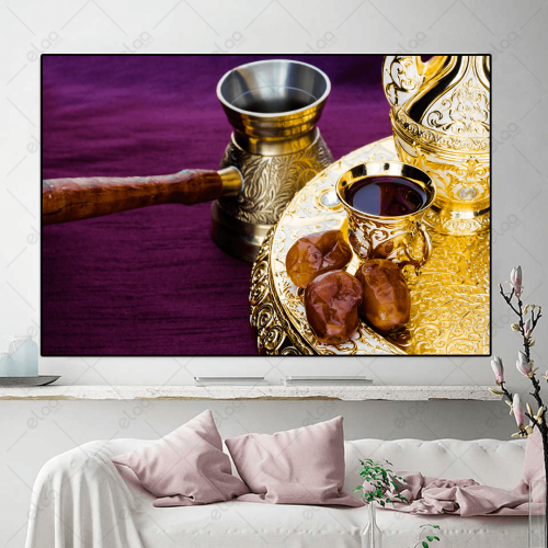 لوحة جدارية لقهوة والتمر