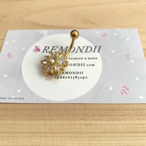 حل سرة كرستال فخم ذهبي 14g