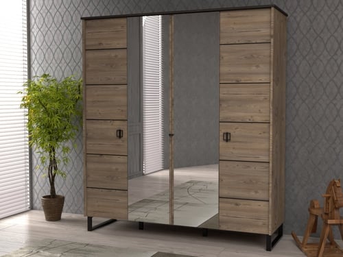 خزانة ملابس خشب 4 ابواب ( مجموعة موزايك )