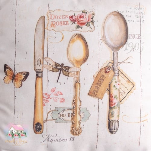 1100 كوشن برسومات أنتيك مع الحشوة من إزابيل روز