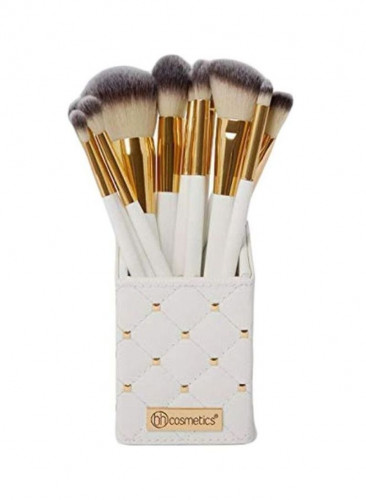 طقم فرش مع حامل من 12 قطعة White Studded Elegnace