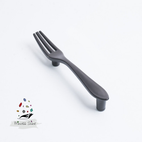 458 - مقبض بشكل شوكة لون ( أسود ) - قطعتين