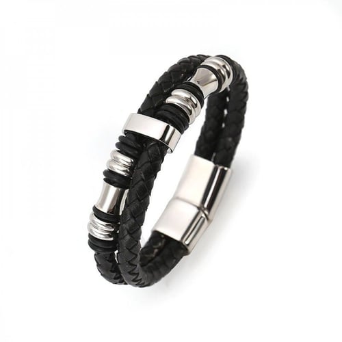 اسوارة رجالية فخمة جلد وستيل