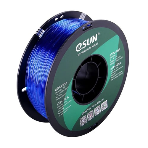 eSUN eTPU-95A (Transparent Blue) 3D Filament 1.75Ø...