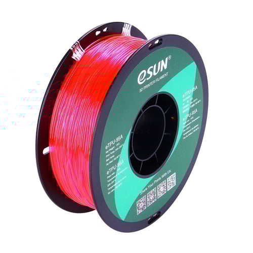 eSUN eTPU-95A (Transparent Pink) 3D Filament 1.75Ø...