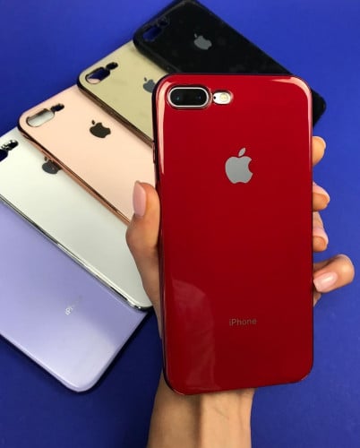 كفر ايفون عنابي شبيه الزجاج