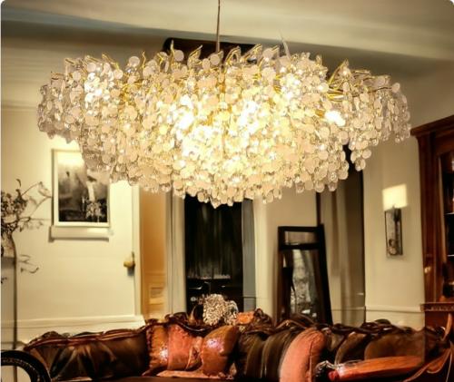 ثريا ذهبي جنيهات كريستال + زجاج ثلجي شكل بيضاوي 80...