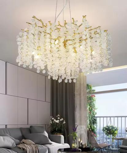 ثريا جنيهات زجاج شفاف + ثلجي شكل دائري 9090