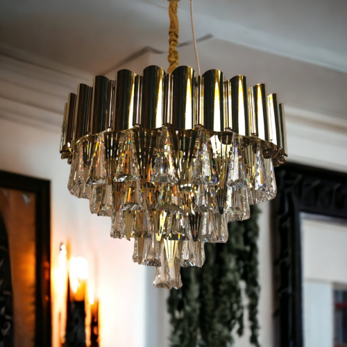 ثريا كريستال ستيل ذهبي قطر 60سم 97007/600