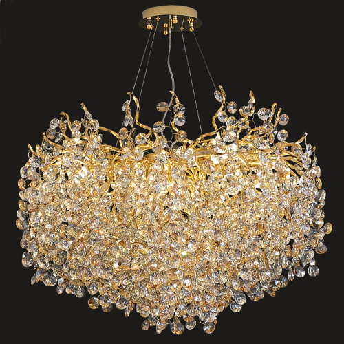 ثريا كريستال جرم ذهبي كريستال شفاف 65 سم 7070/650