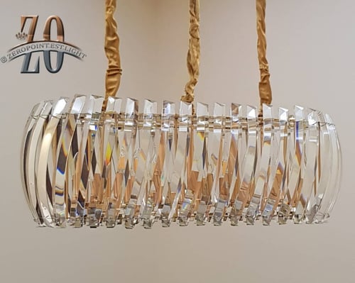 ثريا كريستال ستيل ذهبي مستطيل 80 * 35 سم 9811/800