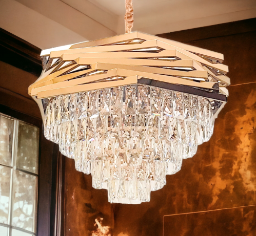 ثريا كريستال ستيل ذهبي 80سم 3307/800