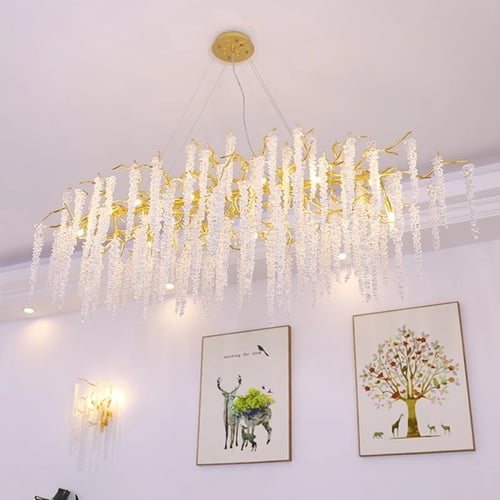 ثريا كريستال عناقيد ذهبي مستطيل 1.80م×45سم 5056/18...