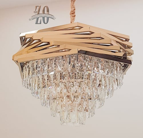 ثريا كريستال ستيل ذهبي 60سم 3307/600