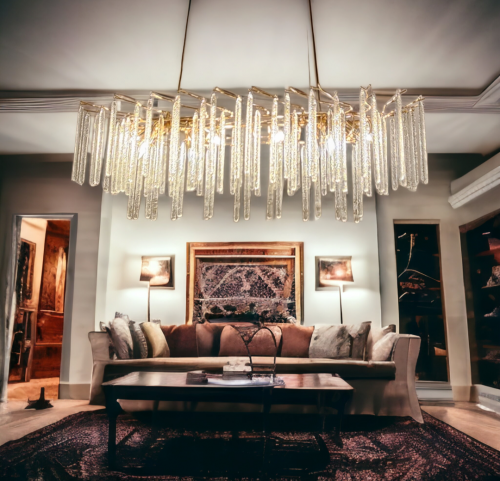 ثريا ذهبي مستطيل قزاز ثلجي موديل راقي 1040