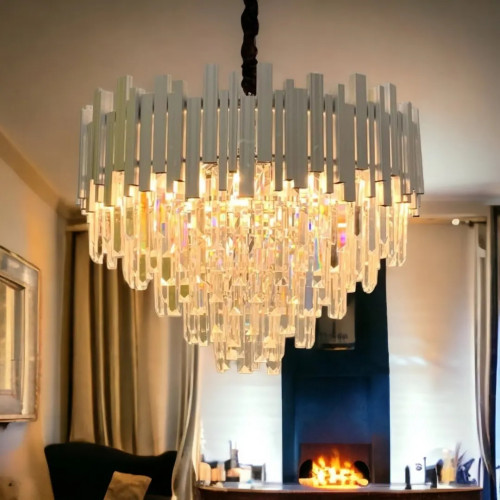 ثريا كريستال المنيوم فضي 60سم 6441/600