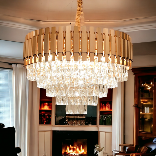 ثريا كريستال المنيوم ذهبي 80سم 1193/800