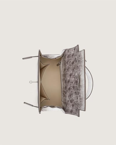 شنطة هدى النسائية جلد بلون بني وبيج