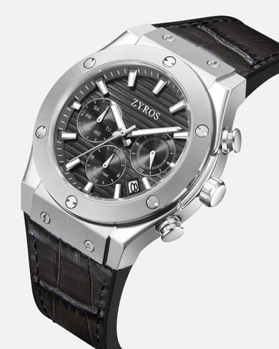 ساعة قَلك الرجالية من الربل بلون رمادي