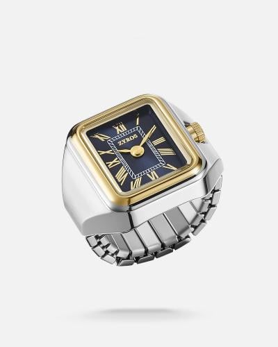 ساعة الخاتم بتصميم مبتكر بلون ذهبي وفضي