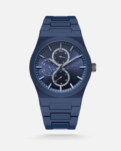 ‎ ساعة رجالية بسير من البولي كاربون بلون أزرق
