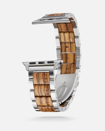 سوار ساعة آبل من الستيل والخشب.