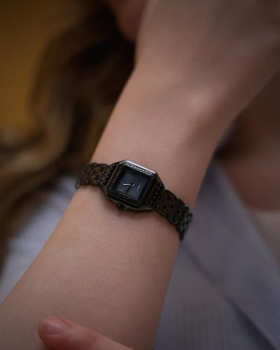 ساعة مَلكة النسائية سيراميك بلون أسود