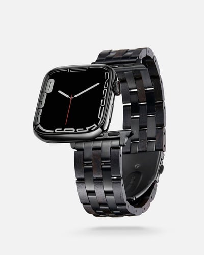 سوار ساعة آبل بتداخل الخشب مع المعدن.