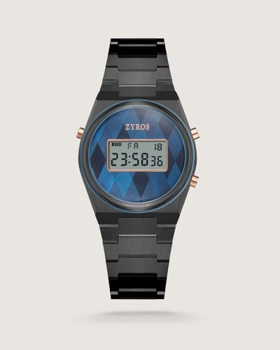 طقم ساعة نسائية ورجالية بلون أسود