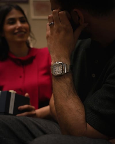 ساعة وميض الرجالية ستيل بلون فضي