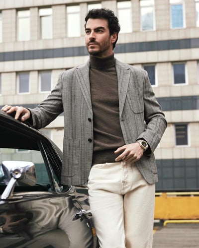 ‎ ساعة رجالية ستيل بلون فضي وذهبي