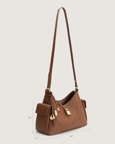 شنطة عمق النسائية من الجلد بني