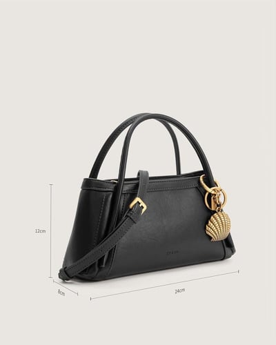 شنطة وسن النسائية من الجلد بلون أسود