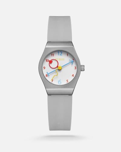 ساعة للأطفال بسير ربل بلون رمادي