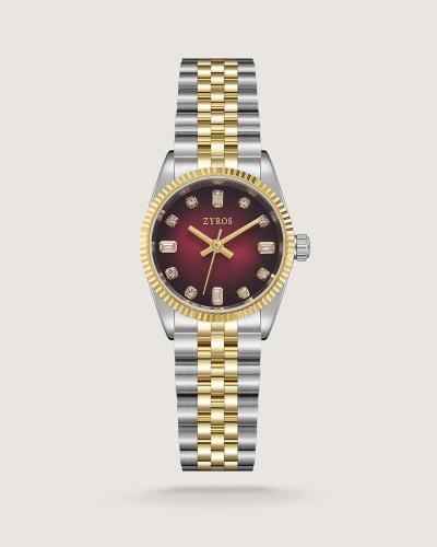 ساعة ومضة النسائية ستيل بلون ذهبي وفضي